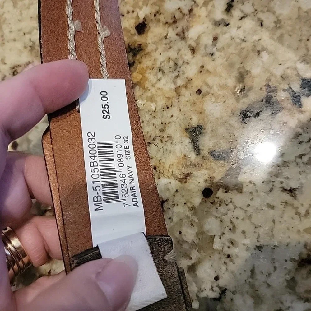 Fossil Genuine Leather Belt Mens Light Brown Silver Buckle 30/32